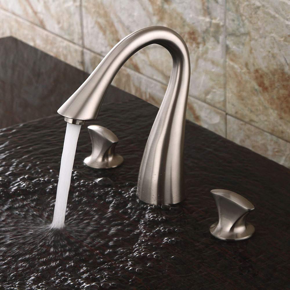 Robinet mélangeur noir à trois trous eau chaude et froide pour lavabo de salle de bain