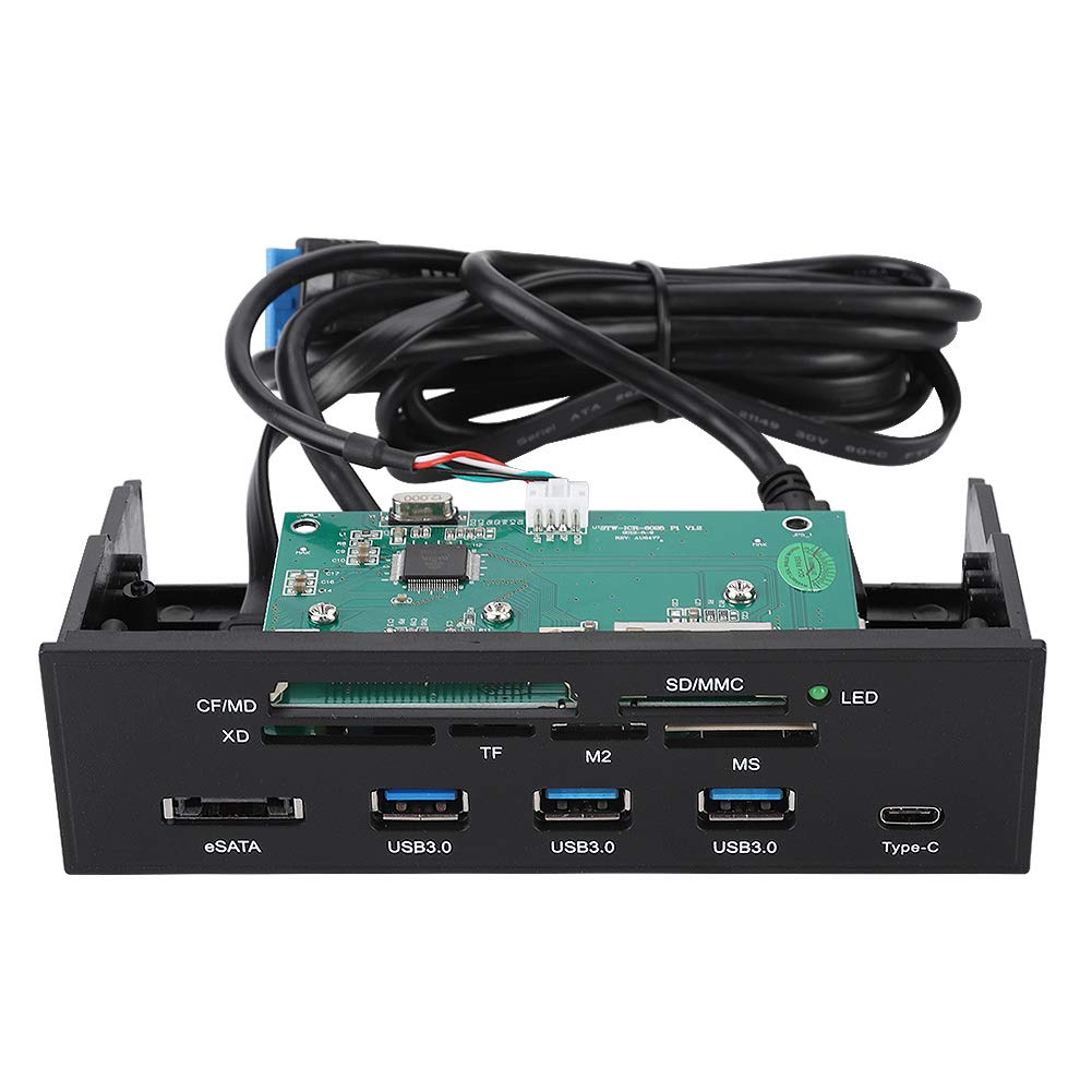 Lettore di Schede, 5,25 Pollici Lettore di Schede Interno USB 3.0 Multifunzione ad alta Velocità Supporto per Pannello Frontale del PC per Cruscotto M2, MSO, SD, MS, XD, 64G CF Card…