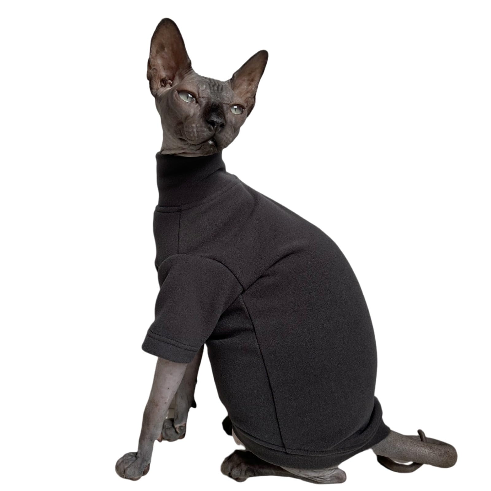 Sphynx Cats Solid Warm Fleece Shirt Cat Turtleneck Undershirt Thermal Hairless Cat Clothes for Sphynx, Devon, Cornish Cat Clothes and Small Kitten and