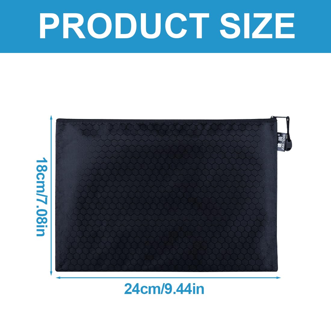 Bolso Impermeable para Dinero con Cremallera A5 Negro