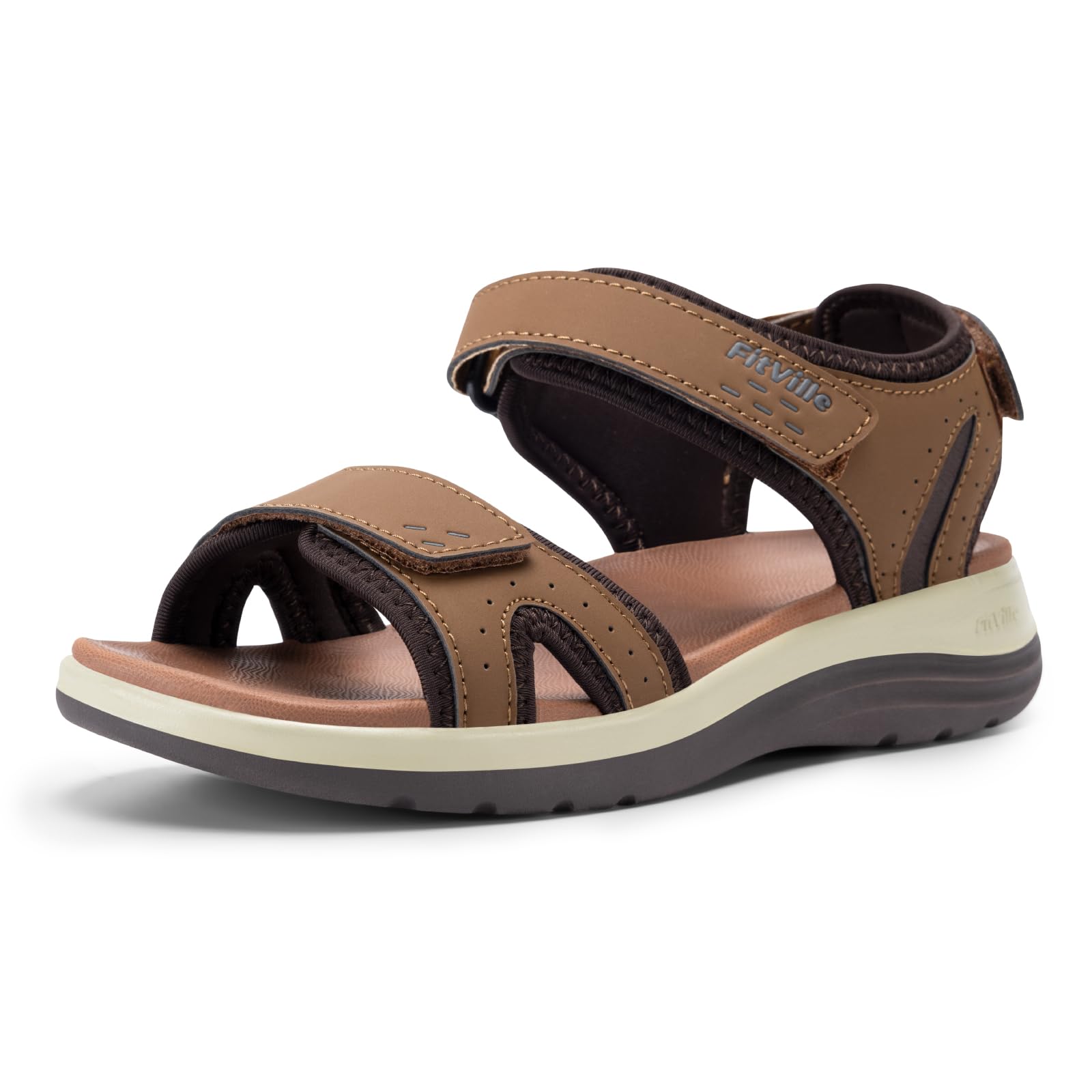 FitVille Weit Sandalen Damen Sommer Bequem Leicht Senioren Sandaletten mit verstellbarer Klettverschluss