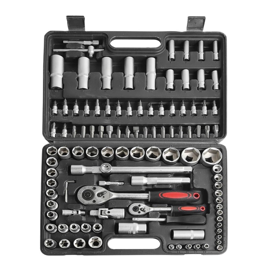 Vbhdte Black Tool Box For Home Ratchet Socket Wrench Set 108Pcs Car Repair Tool Sets Ratchet Torque Wrench Combo Kit Ratchet Spanner Screwdriver Bits(Black)