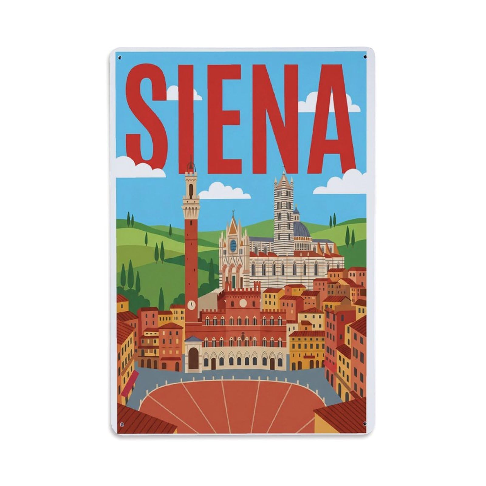 Olhnbad Style Classic Siena Italy Cathedral City Travel Metal Tin Sign