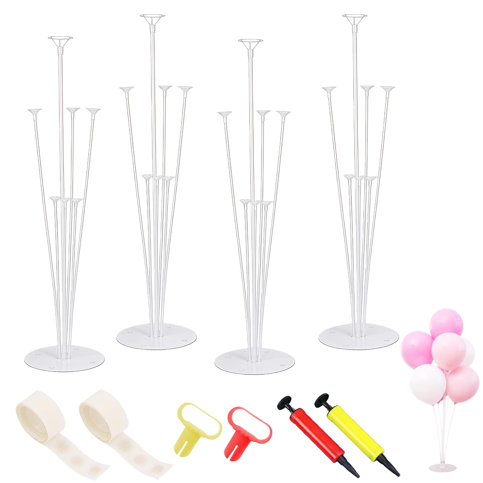 4 Sets Plastic Balloons Stands, Balloon Holder, 70cm Balloons Sticks Table Stand for Birthday Party, Graduation, Wedding Festival Decorations