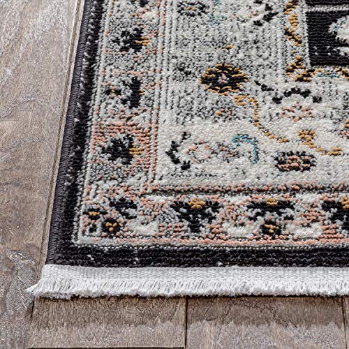 Well Woven Jolena Multi Black Vintage Oriental Distressed Medallion Pattern Boho Area Rug (5'3" X 7'3") #TOP3