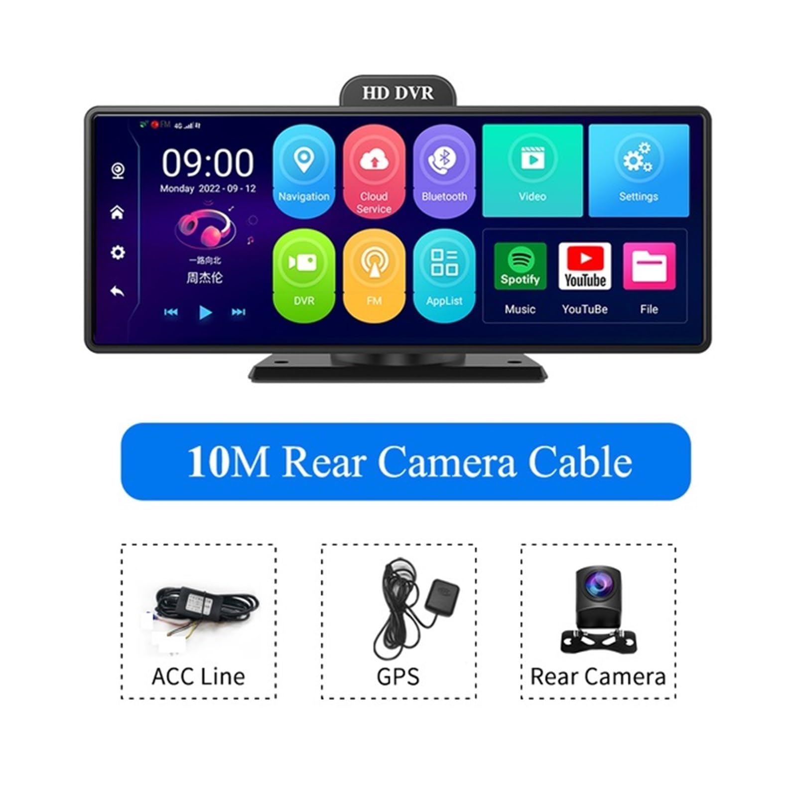 10.26 Cal 4G kamera na deskę rozdzielczą .0 4 + 64G 8 rdzeń 5G WiFi wideorejestrator samochodowy ADAS GPS FM 24h Monitor do parkowania lusterko wsteczne Super Widzenie Nocne(T94A11-10M,128G)