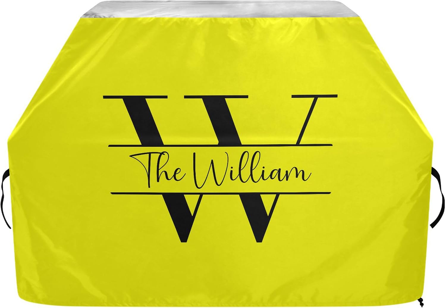 Yellow Custom Gas Grill Cover Personalized Family Name Burner Barbecue Cover BBQ Cover with Handle for Garden Outdoor