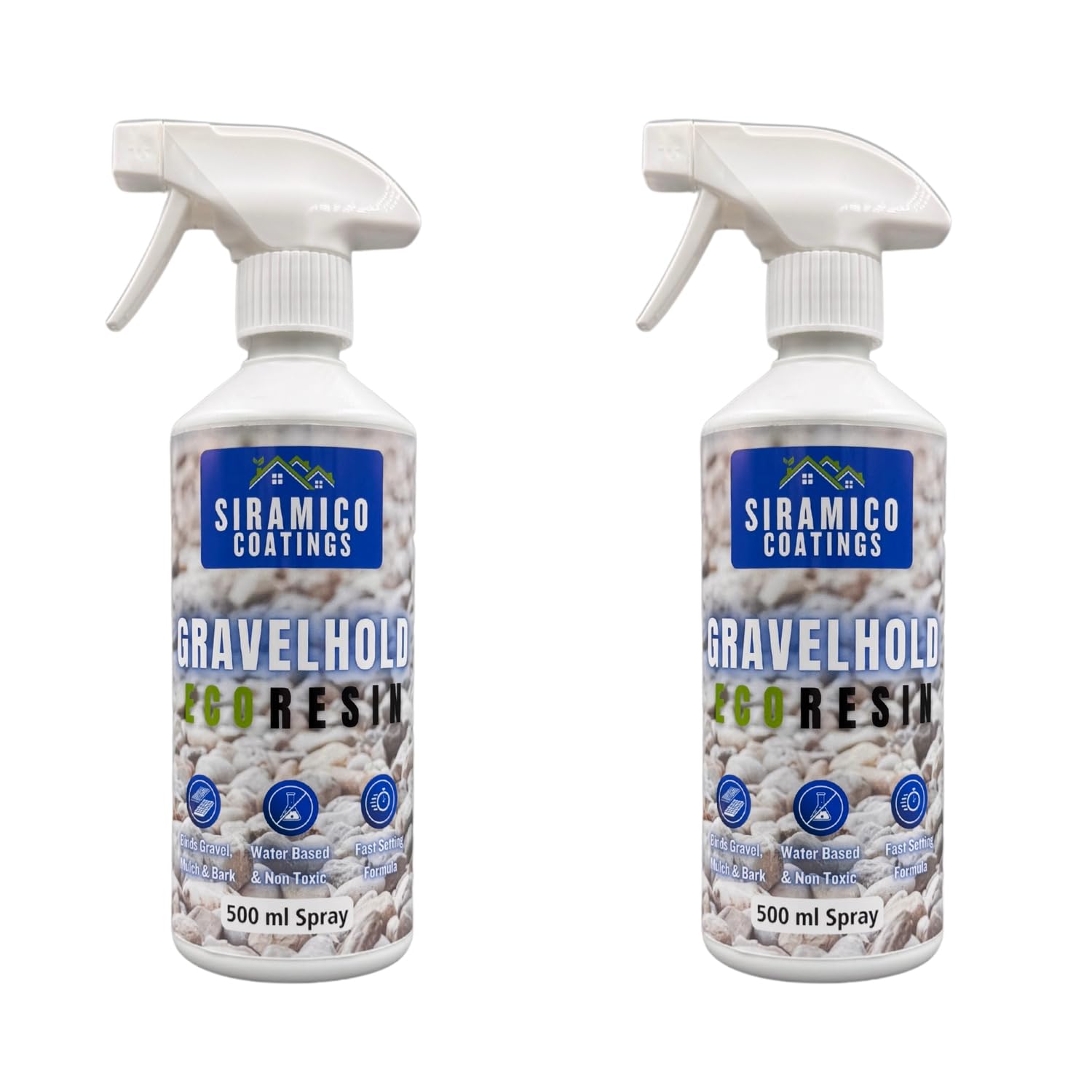 GRAVELHOLD ECO Resin | 2 x 500ml Trigger Spray | Waterbased Binder for Gravel Stones and Mulch on Pots, Borders, Patios & Garden Paths. Non Toxic & Pet Friendly (2) — image 1