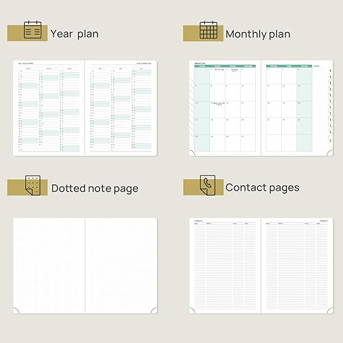 Miniatura 3 de POPRUN Agenda semanal 2024 (6.5 x 8.5 pulgadas), calendario vertical diario, semanal y mensual con pestañas mensuales y ranuras horarias, tapa dura