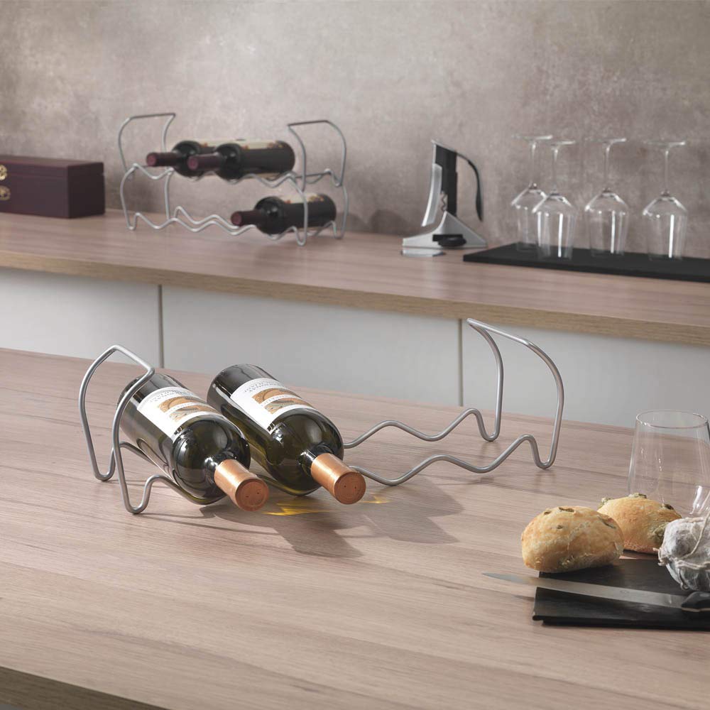 Metaltex Wine Bar 12 - Set 3 Portabottiglie Impilabili - (383212), 44 X 15 X 13 Cm