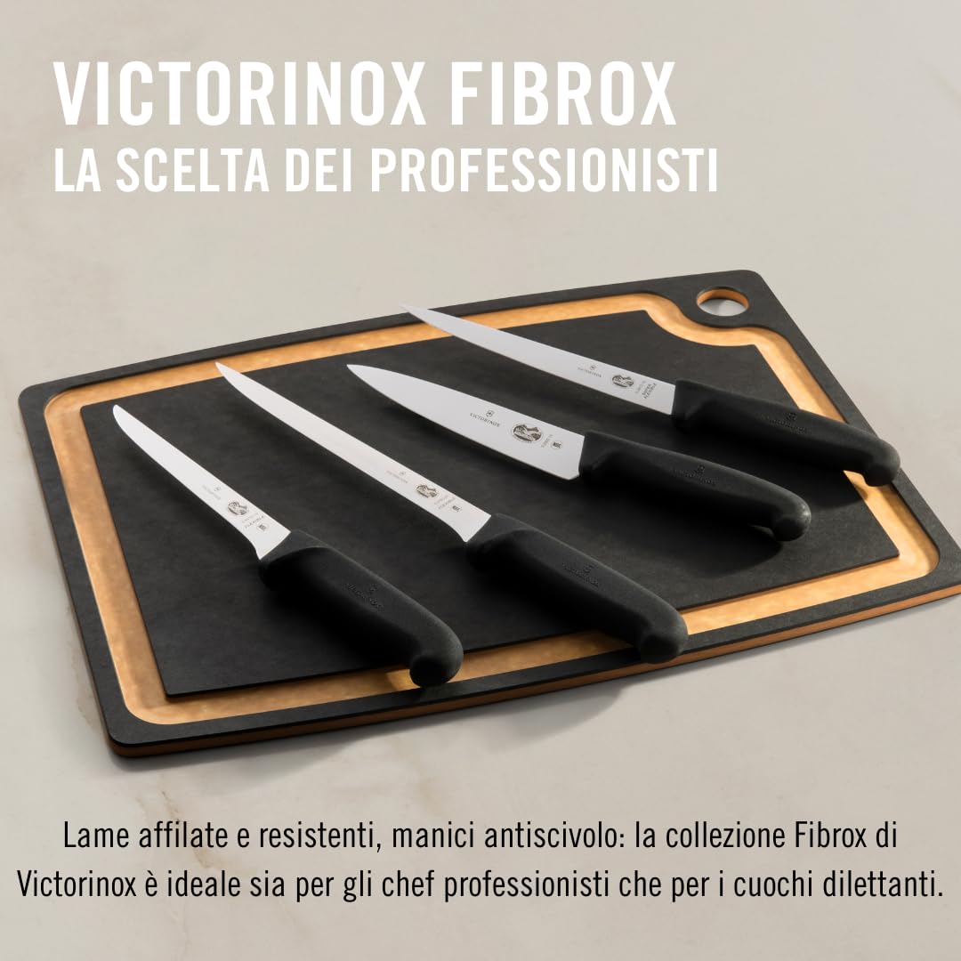 Victorinox Fibrox, Coltello per disossare, Coltello da Cucina stretto per Carne e Pollame, 15 cm, Lama Dritta, Stretta, Flessibile, Affilata, Acciaio Inossidabile, Nero