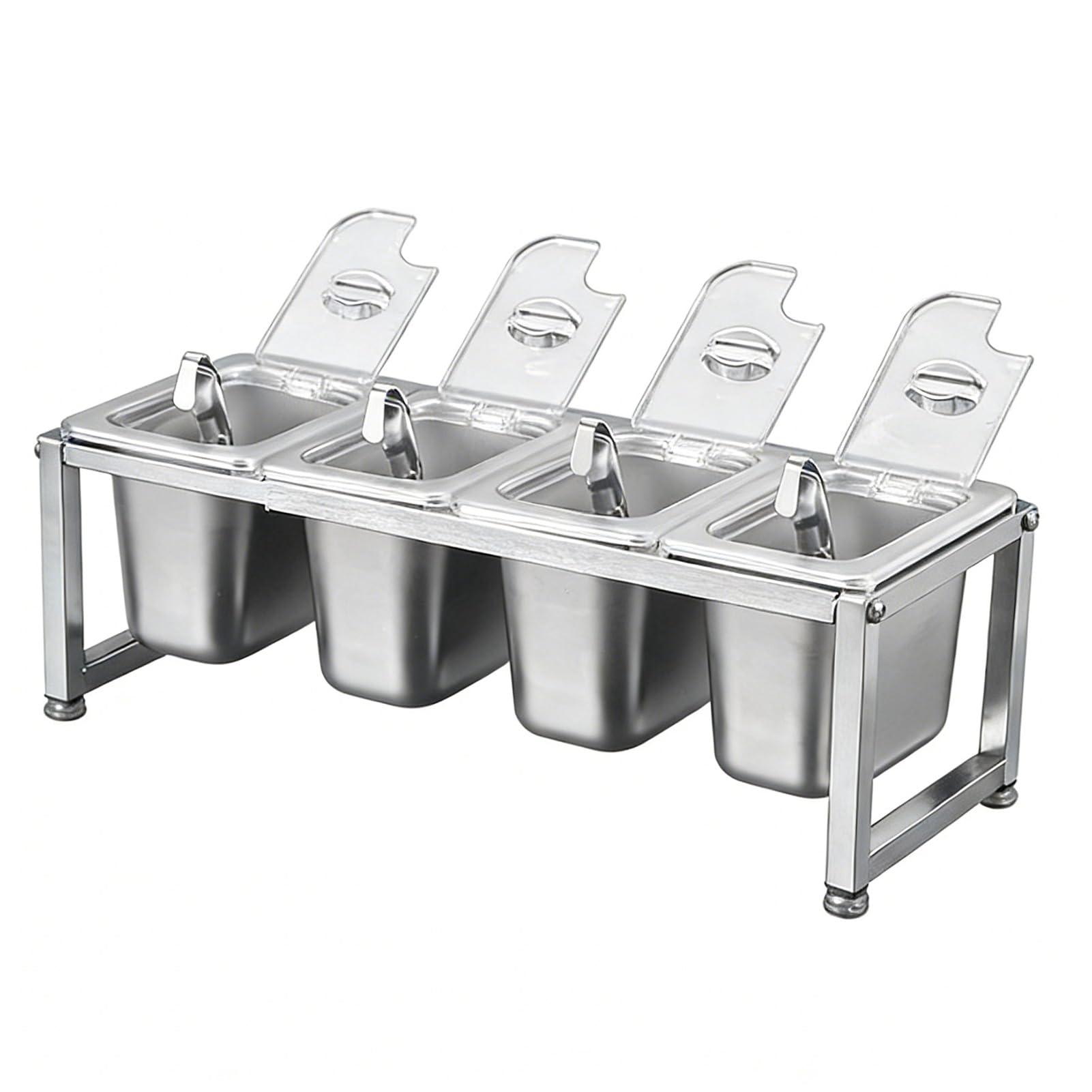 Set di contenitori per pizza e buffet, con cucchiaio, espandibile, in acciaio inox, per casa e ristorante
