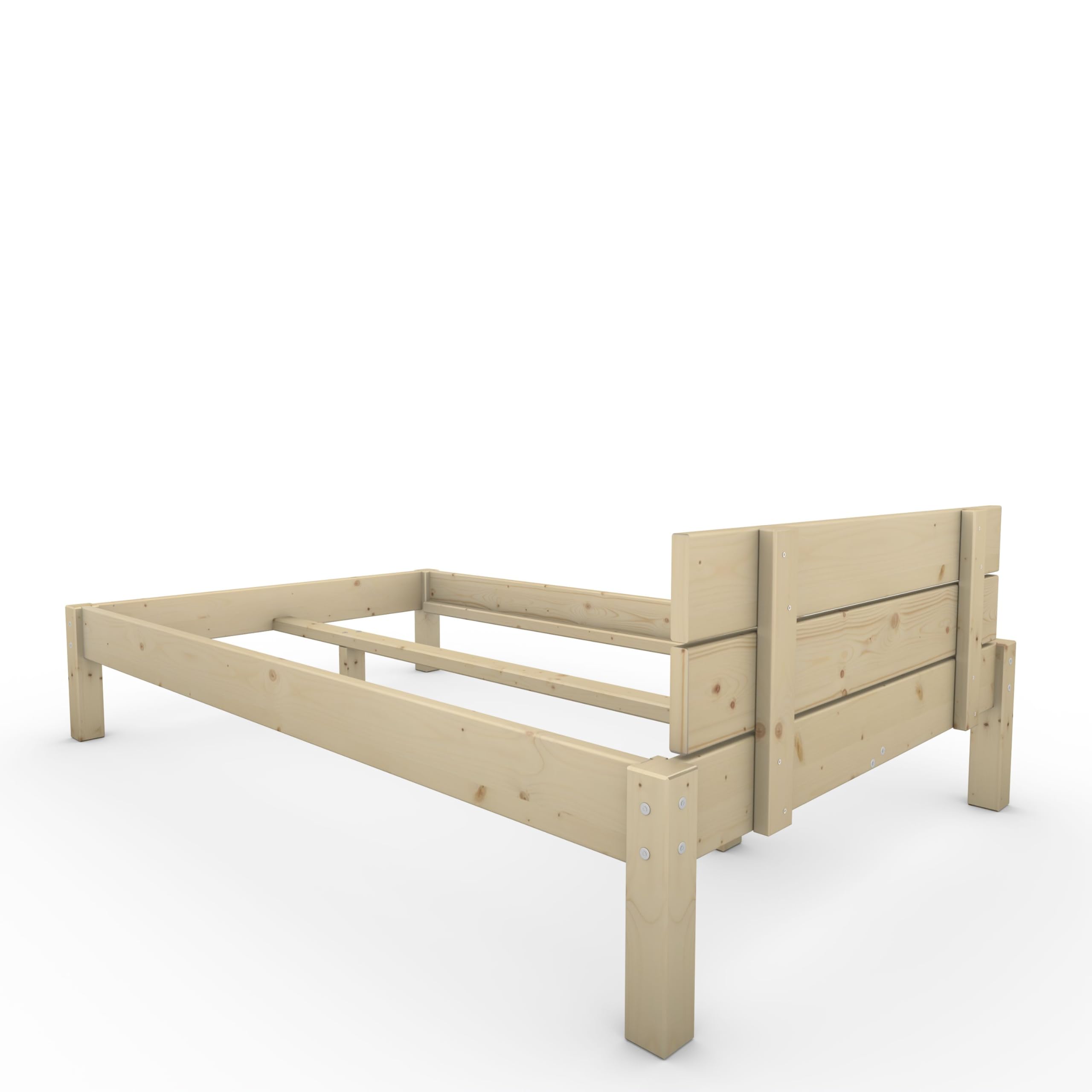 TUGA - Holztech Naturprodukt MASSIVHOLZBETT DAYBETT MASSIV Holz Bett HOLZBETT FSC 300Kg 100 x 220cm unbehandelt EXTRA HÖHE 58cm