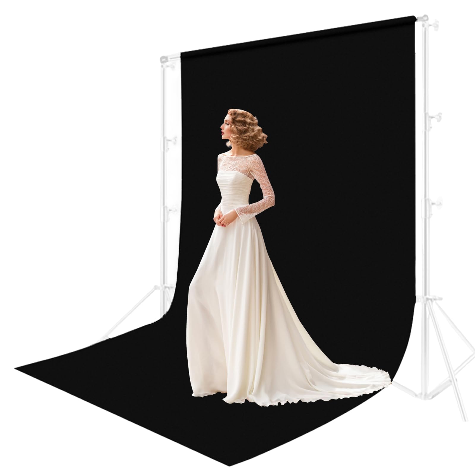 5x6.5 FT Black Velvet Backdrop for Photography, Pure Black Background Screen for,Portrait, Product,Video Shooting, Non-Reflective Background Cloth for