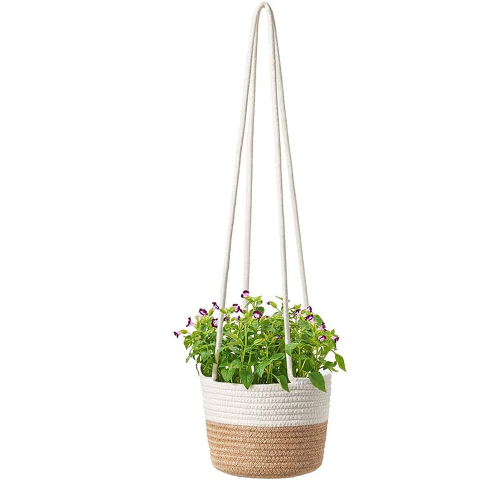Ayra Handwoven Hanging Planter Basket with Cord - Indoor and Outdoor Flower Pot, Wall Hanging Plant Pots, Home and Office Decoration | Eco-Friendly Jute Material, Rustic Design Durable and Sturdy