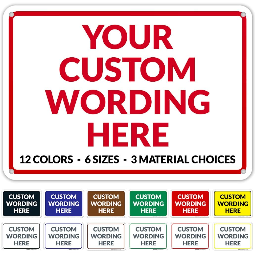 Custom Sign, Personalized Metal Signs, Customize for Office, Business, Workplace, Home, Airbnb, Delivery Red Signs, 10x7 Inches, Rust Free .040