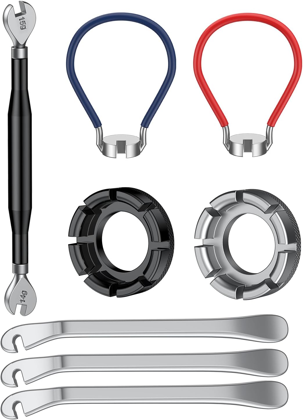 Pawfly Bike Spoke Wrenches, Bike Spoke Tool Kit with 3 Bicycle Tire Levers, Bicycle Spoke Wrench Tools, Bicycle Rim Truing Tool Set, Bike Rim Correct Kit, 8-Piece Bike Repair Tool Kit Pawfly Bike Spoke Wrenches, Bike Spoke Tool Kit with 3 Bicycle Tire Levers, Bicycle Spoke Wrench Tools, Bicycle Rim Truing Tool Set, Bike Rim Correct Kit, 8-Piece Bike Repair Tool Kit