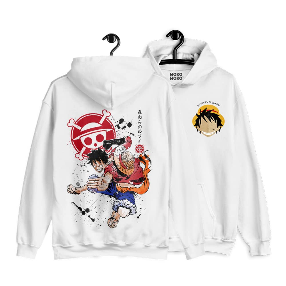MOKOMOKO One Piece Luffy Power Hoodie White.