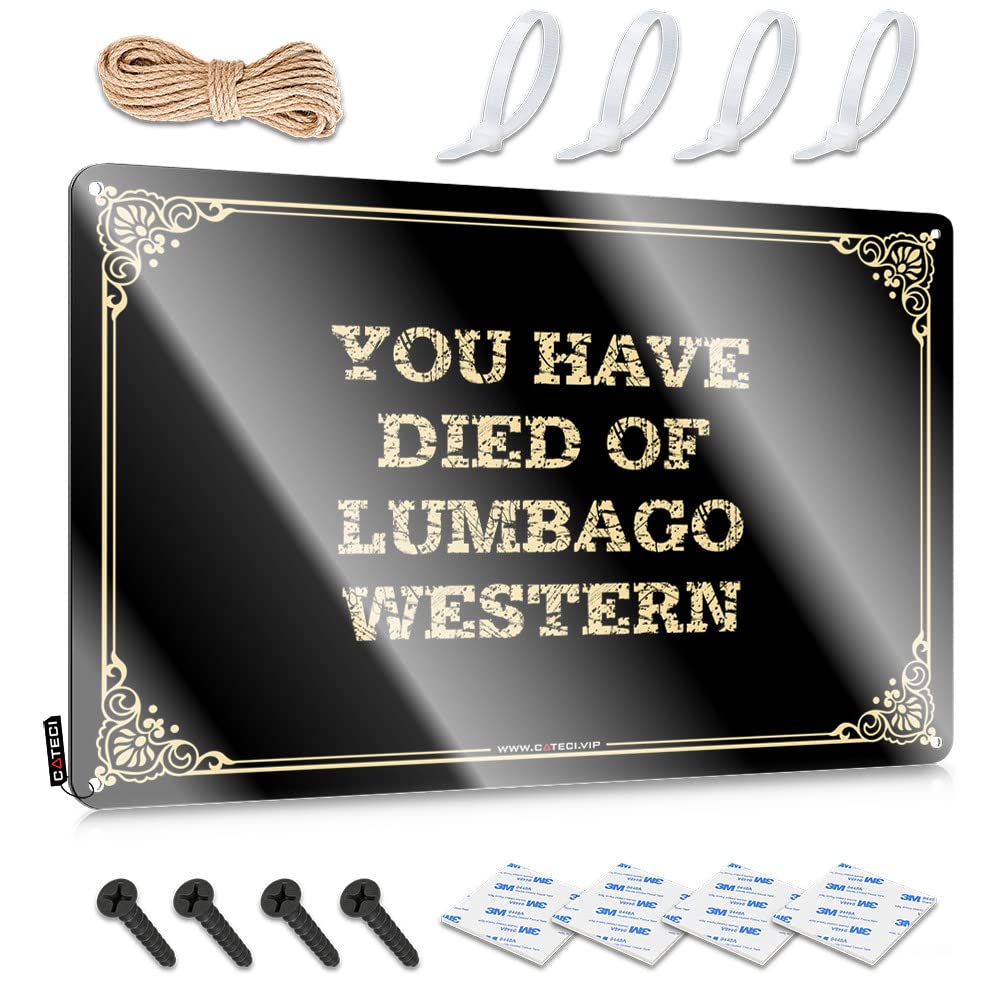 MGHTLCCME Bedroom Door Decor You Have Died Of Lumbago Western Tin Sign Funny Metal Poster Tin Bar Signs(30X40CM)