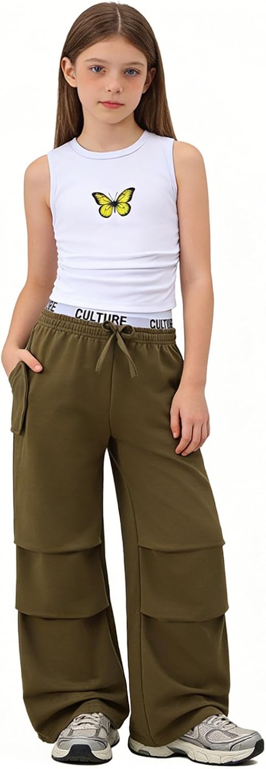 Girls Clothes Little Girl Outfits Letter Print Hooded Sweatshirt Cargo Pants 2PCS Girls Clothing