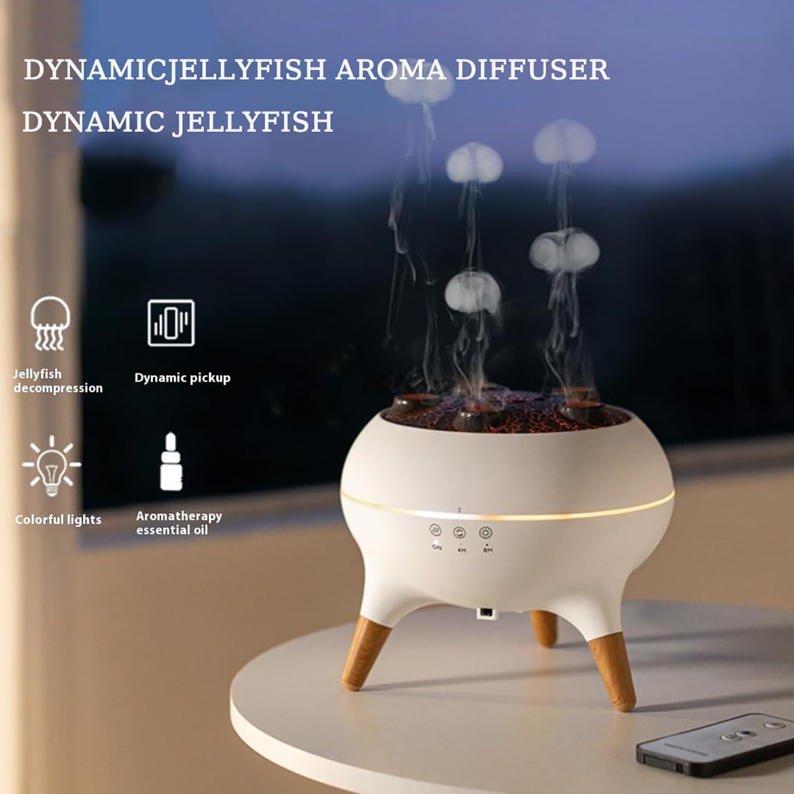 Nawilżacz Z Dyfuzorem Do Aromaterapii 250 Ml Z Olejkami Eterycznymi - Jellyfish Mist Ring Design, 7-kolorowa Dioda Led I 2 Tryby Mgły, Automatyczne Wyłączanie Do Sypialni, Dużego Pokoju