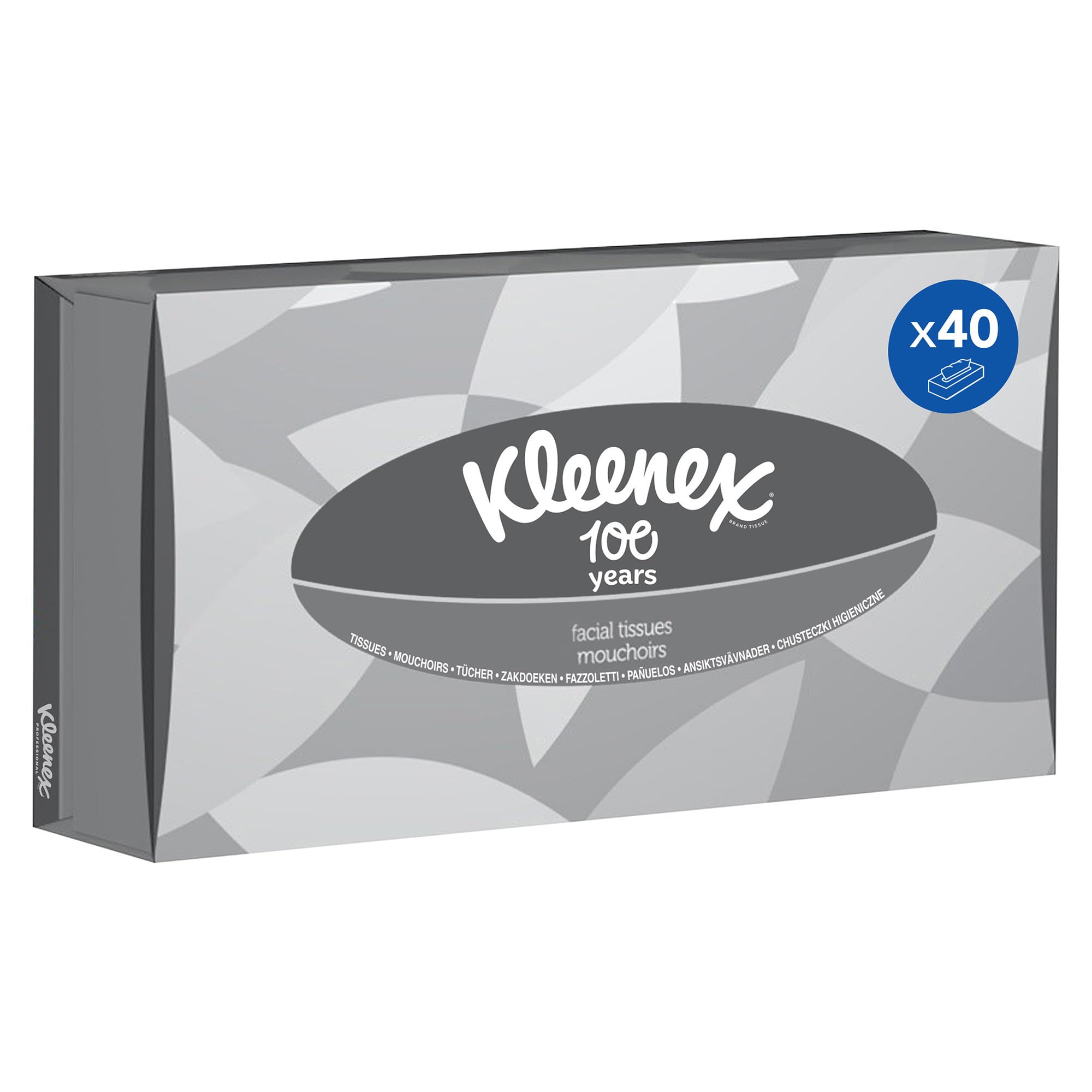 Boîtes de Mouchoirs Kleenex® 8815 – 2 Épaisseurs, Blancs, Doux, Résistants & Certifiés FSC – 40 Boîtes x 100 Mouchoirs (Total 4 000 mouchoirs)