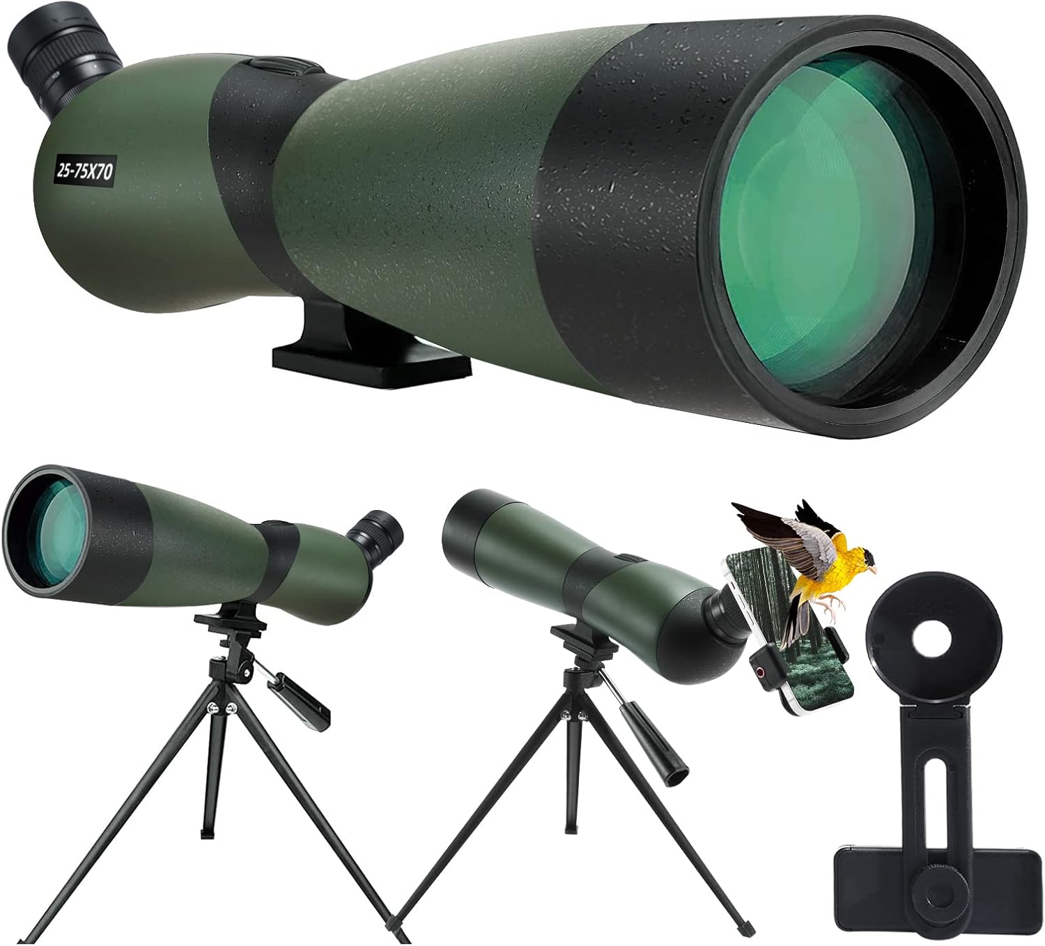 2575×70 Spotting Scopes, HD Spotting Scope for Bird Watching