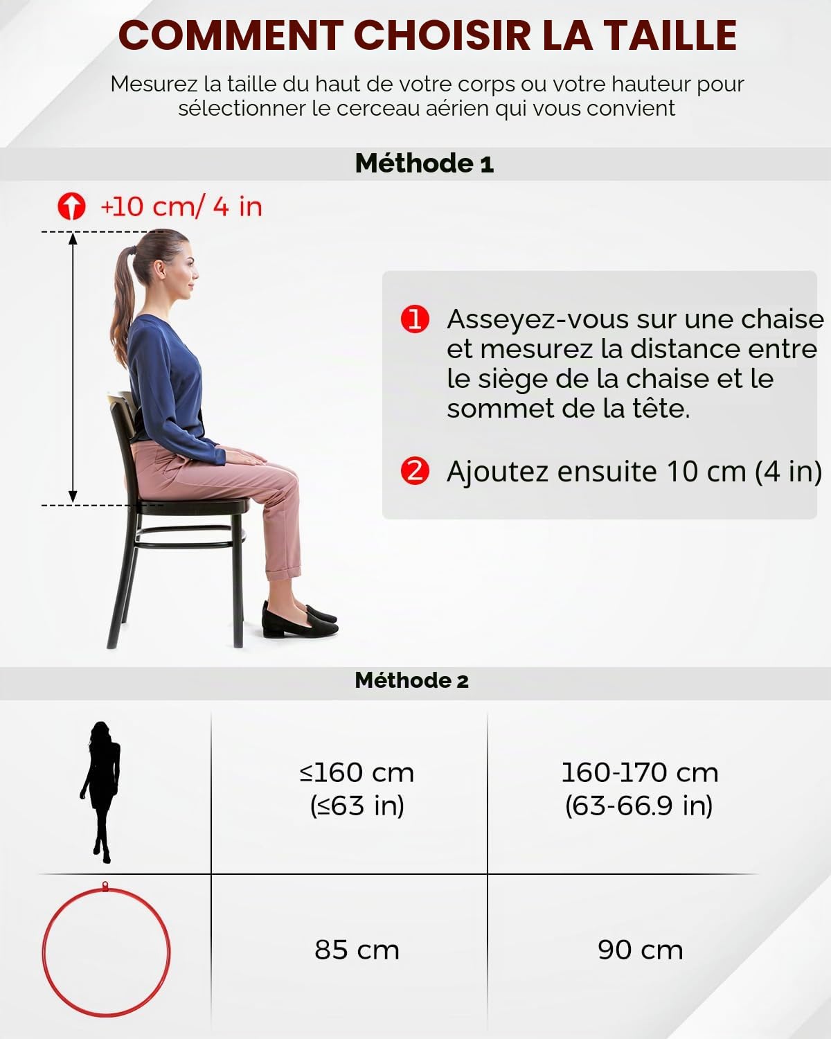Cerceau Aérien avec Sac de Rangement - Cerceau de Lyra Rouge Premium 85cm/90cm, Set Anneau de Yoga Aérien pour Cirque, Danse, Fitness, Système de Sécurité 2 Tonnes & Fini Brillant