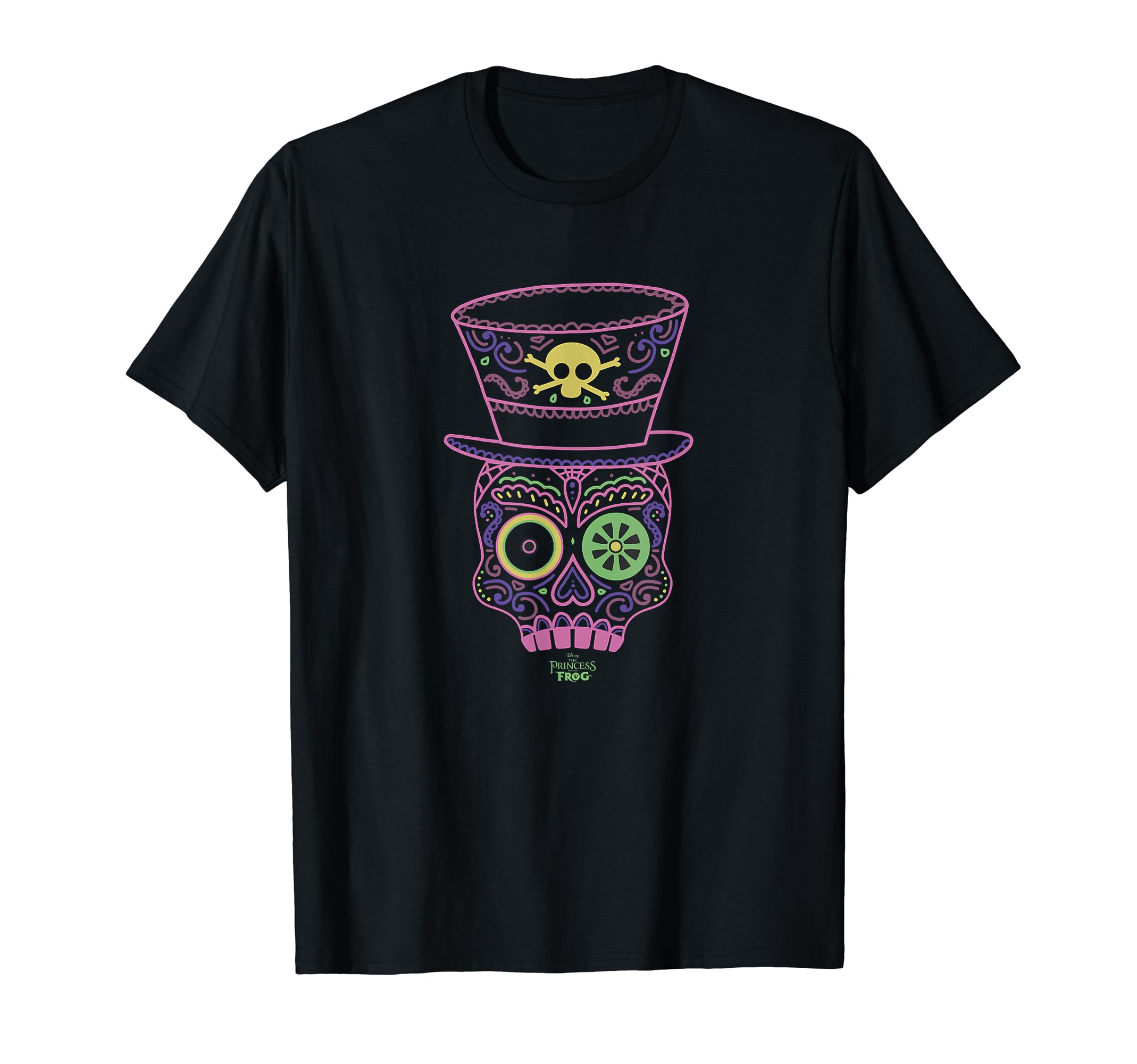 Disney Princess And The Frog Dr. Facilier Line Art Mask T-Shirt, Black