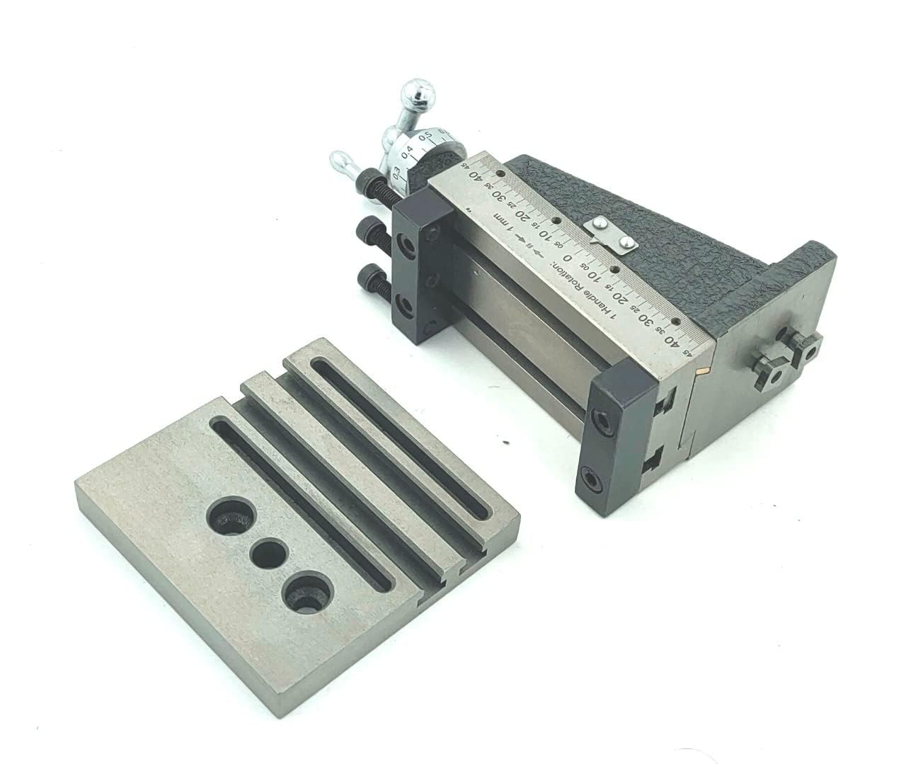 Buyohlic Mini tobogán de fresado vertical con placa base, montaje directo en mini máquina de torno de 7 x 14 pulgadas (tipo fijo con abrazadera))