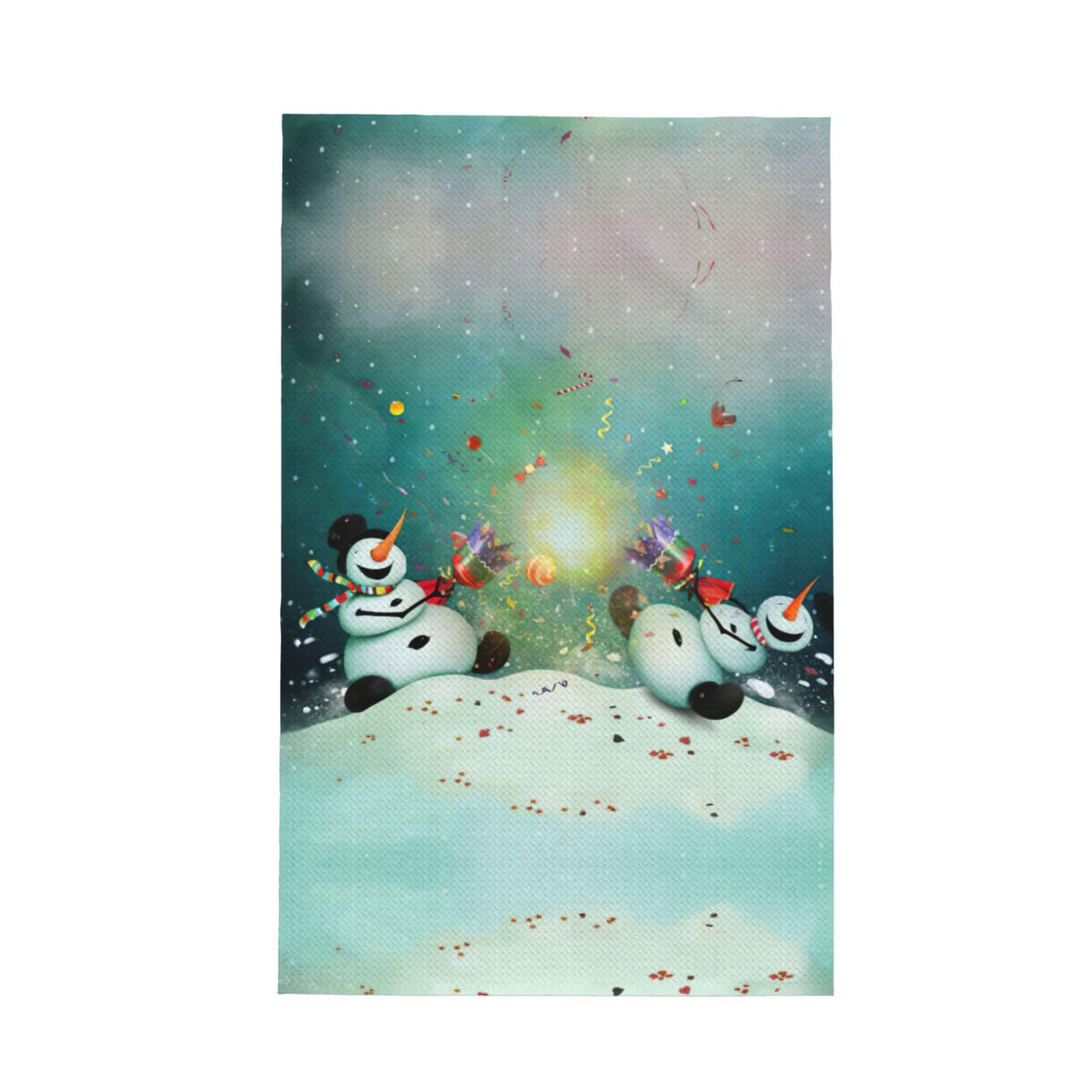 XXahnbm Funny Snowman Print Waffle Kitchen Towel,Absorbent Hand Towel