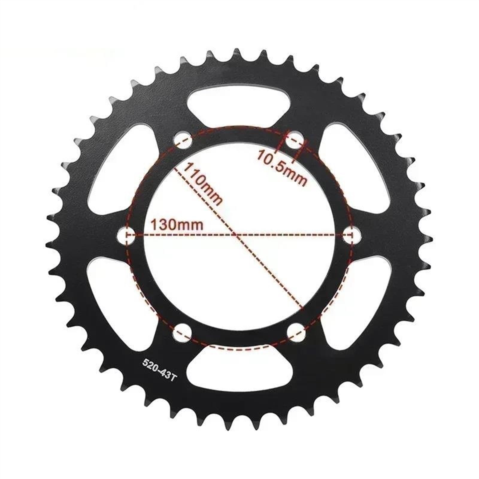 Genérico Piñón de transmisión Leva De Rueda De Engranaje De Piñón Trasero De Motocicleta 520 43T para Yamaha Road FZ6 2004-2009 2008 2007 2006 2005 FZ6 para Fazer 2004-2008 2007 2006 2005