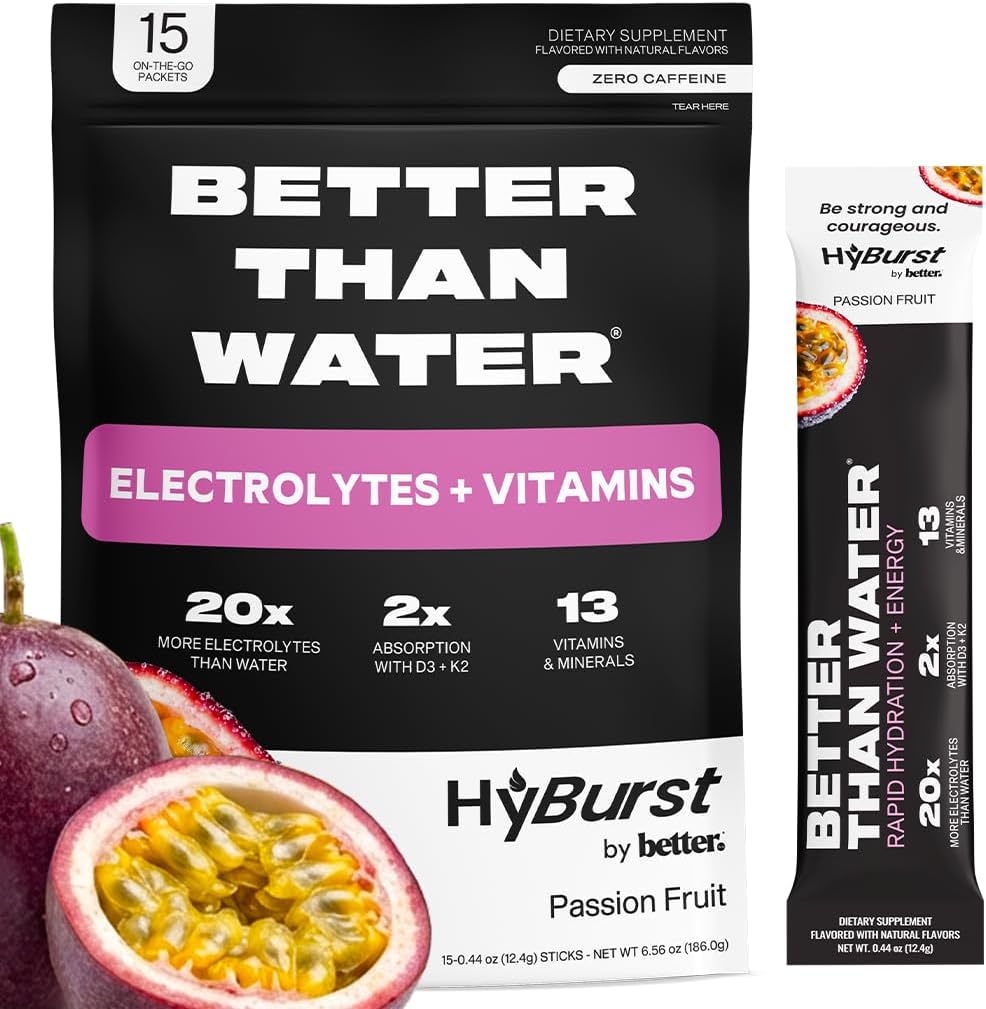 Better Than Electrolyte & Vitamin Supplement Powder, Drink Mix with B12, L-Theanine, D3, K2, Zinc, Magnesium, Potassium, Supports Calm Focus & Energy, Tangerine Tango, 15 Pack