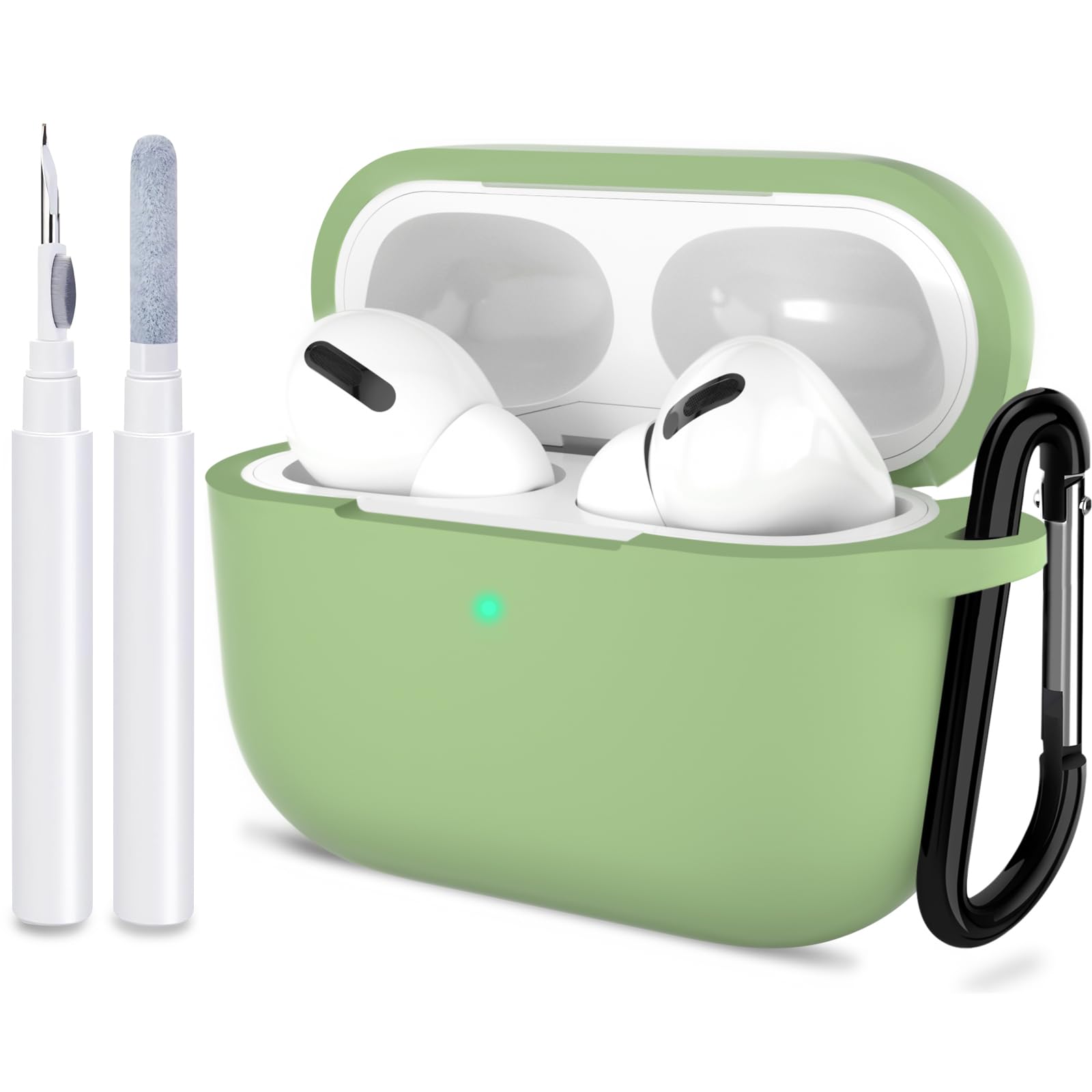 ATUAT for AirPods Pro 2nd Generation Case Cover, Protective Silicone Skin Accessories with Keychain for Women Men for Apple AirPods Pro Gen 2(2022), Front LED Visible-Matcha