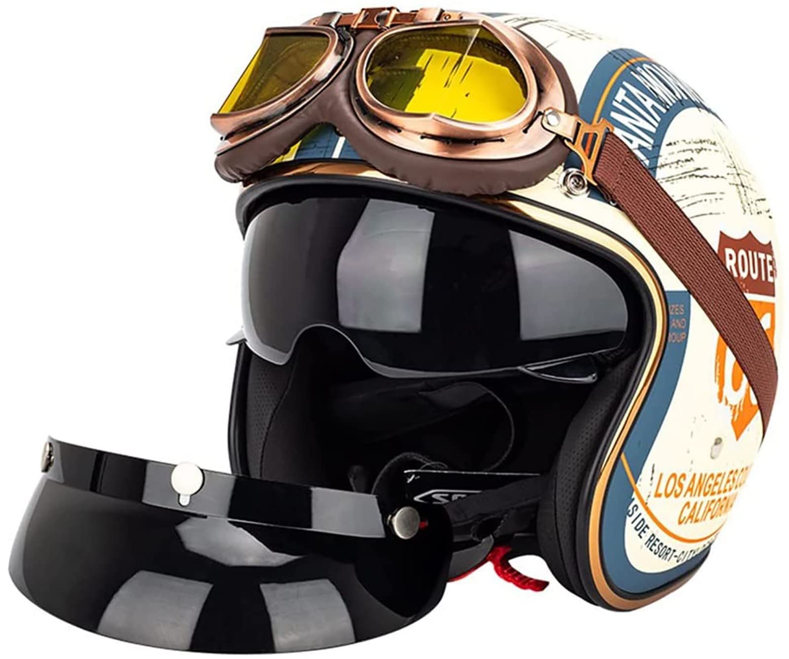 Casco Moto Retrò Vintage In Pelle - Omologato ECE - Taglia L - Foto 2