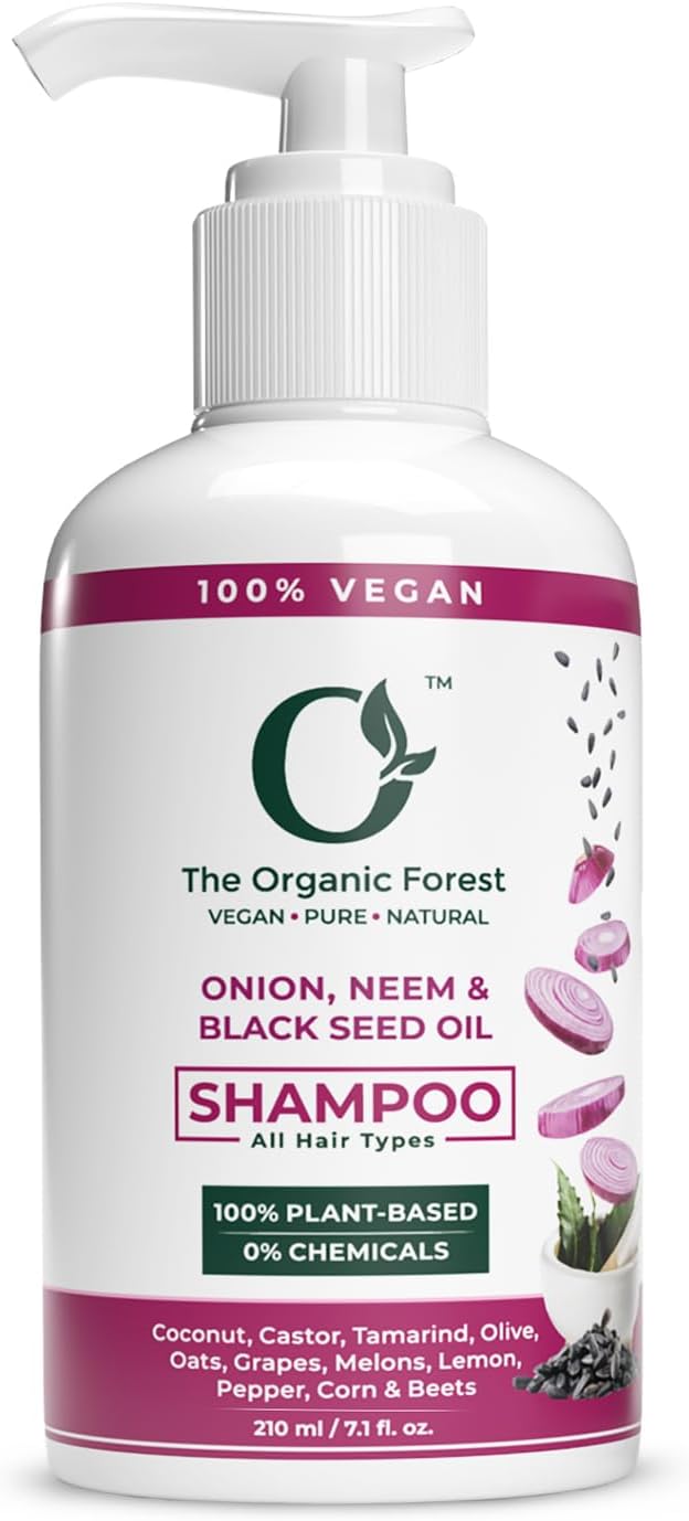 100% Plant Based Onion Shampoo Enriched with Neem and Black Seed Oil - SLS Paraben & Sulfate Free Natural Hair Shampoo For Dandruff & Hairfall Control | Suitable for All Hair Types