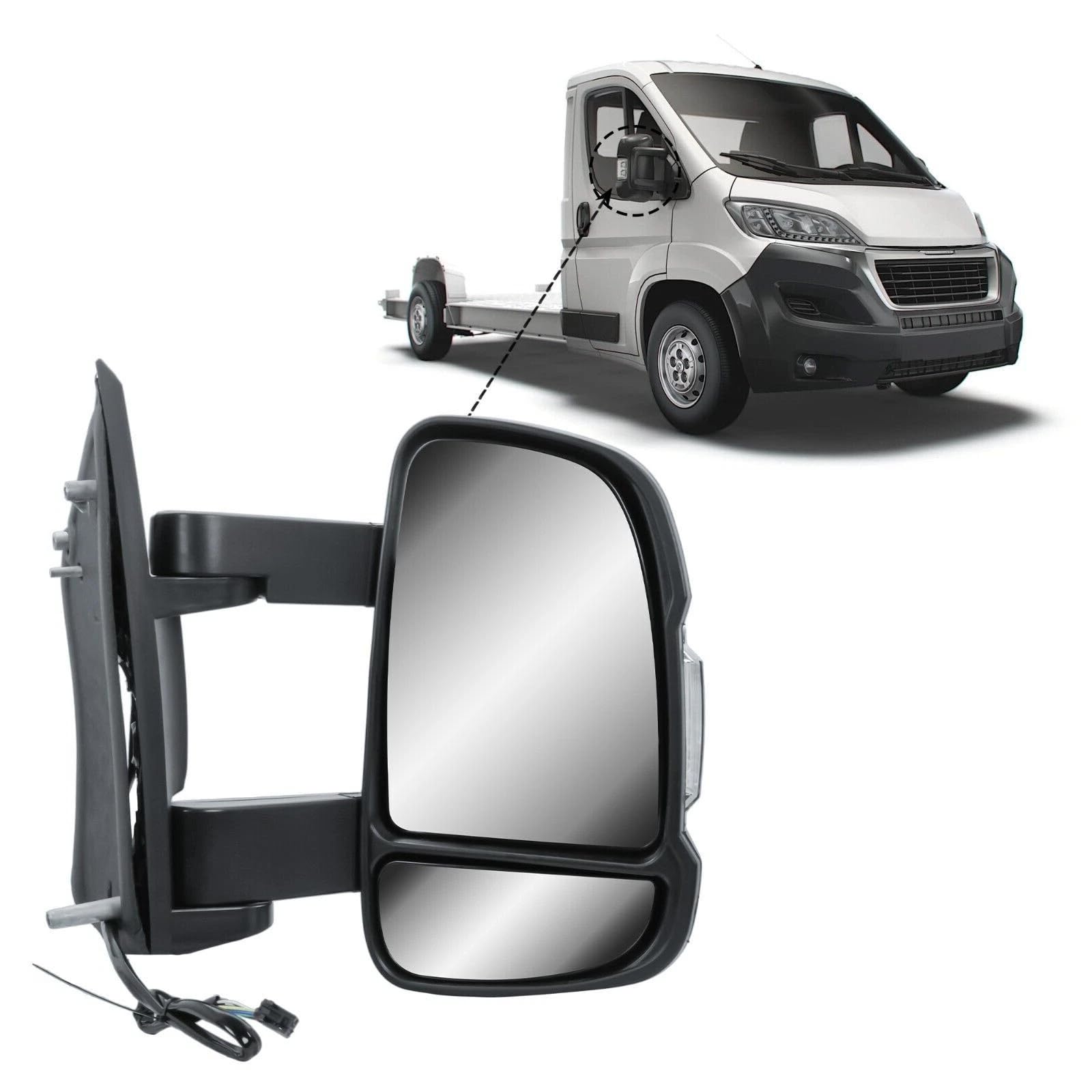 Außenspiegel Rechts Spiegel Langer Arm Elektrisch und Beheizbar mit Blinker Für Fiat Ducato Citroën Jumper Peugeot Boxer 2006-Onward Opel Movano 2022-Onward