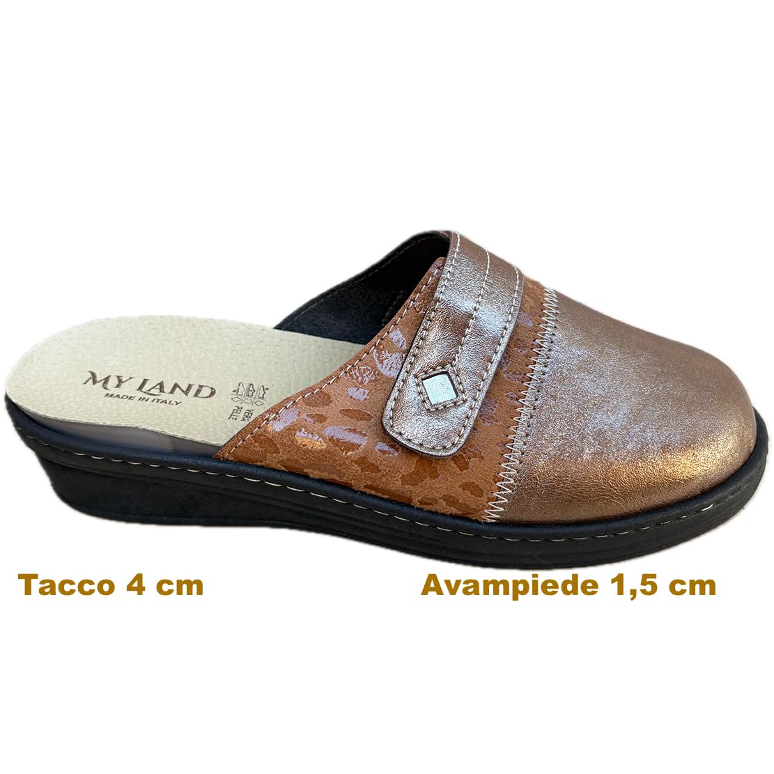 Chaussons confort MYLAND ELENA Chaussons confortables pour femme en cuir plantaire amovible réglable avec boucle Made in Italy