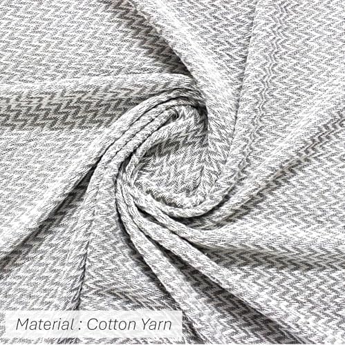 Image of Chevron 78x60 Inch Reversible Cotton Throw Blanket with Tassels| Blanket for Living Room, Sofa, Bed, Chair, Picnic & Used for Gift | Grey Narrow Chevron, Size - 200x150 Cm