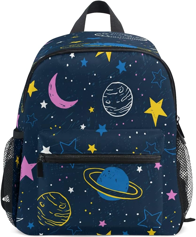 Cute Toddler Backpack Mini Travel Bag Galaxy Moon Star Planet for Baby Girl Boy Age 3-7