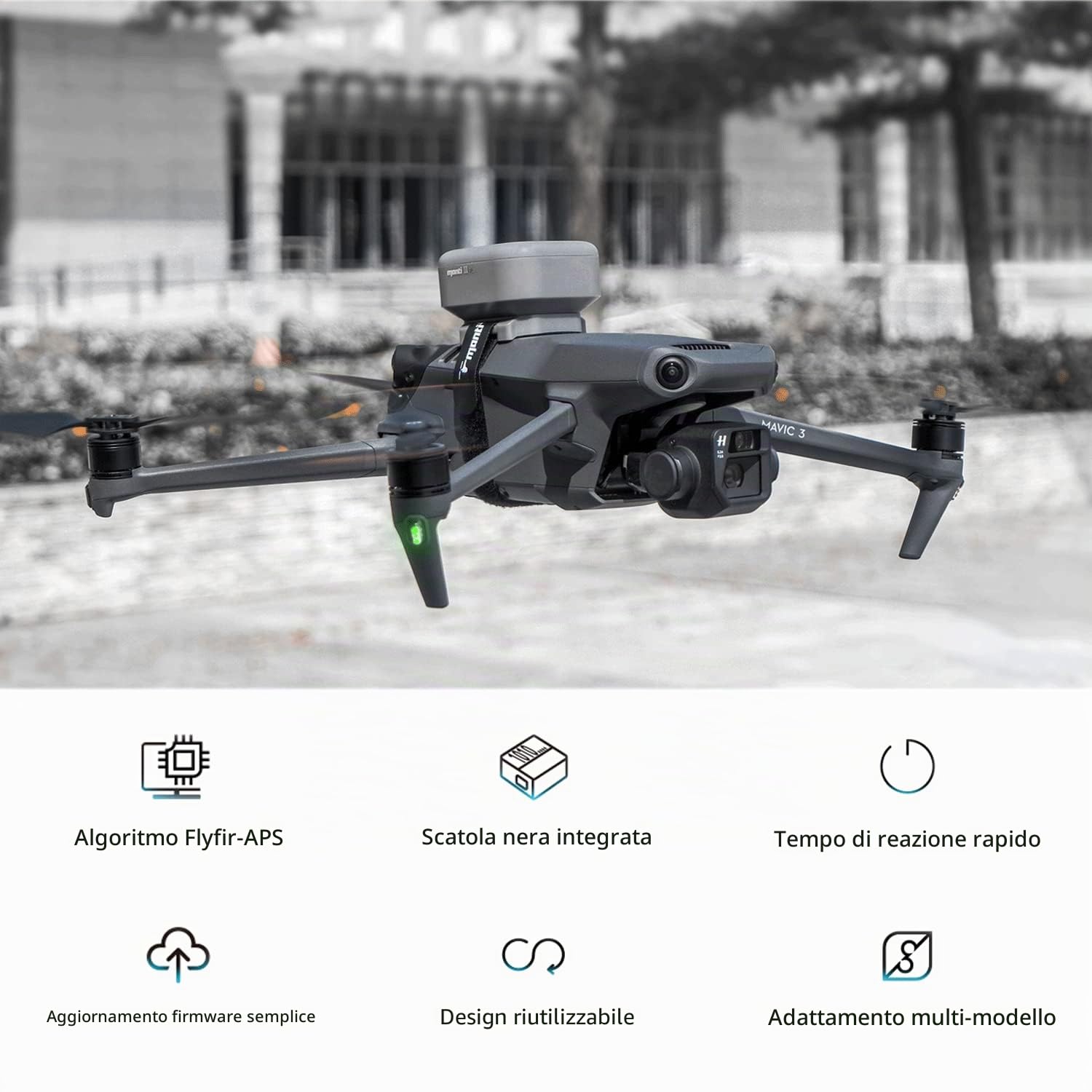 Paracadute per Drone Aggiornato 2024 per DJI Mavic 3/3 Classic/3 Cine/3 Pro/3E/3T/Air 3/Air 2/Air2s/Pro/2, 3a Generazione Manti 3 Plus UAV Protezione
