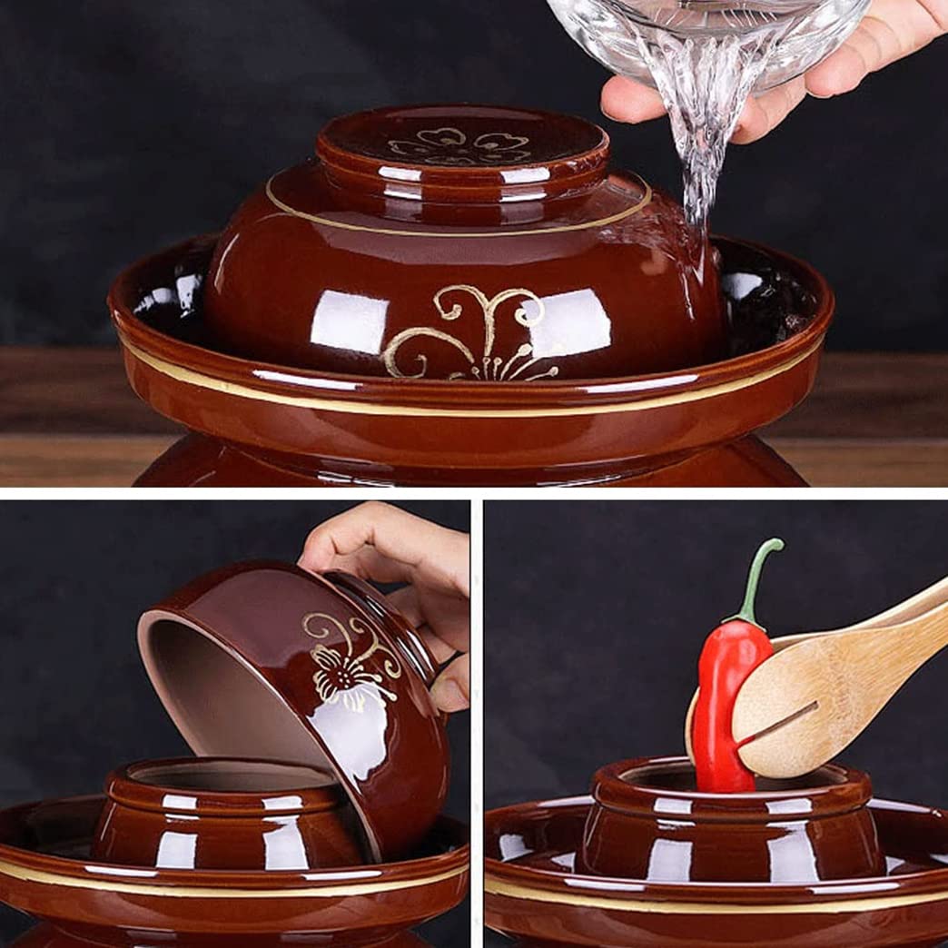Barattolo per sottaceti Barattolo per sottaceti Tradizionale Barattolo per sottaceti Barattolo in Ceramica con Coperchio Pesce Rosso Grande Kit Tradizionale Pen