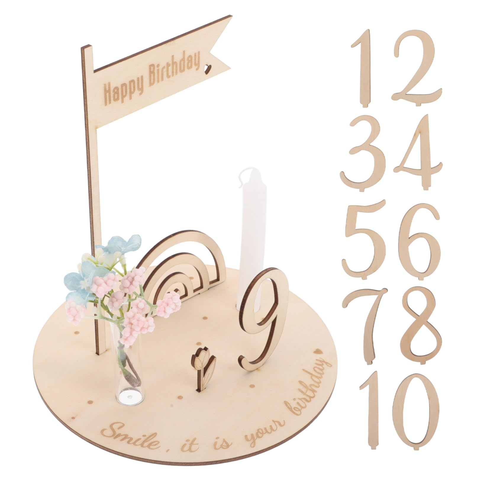 Cabilock Monthly Baby Milestone Sign Wooden Baby Birthday Disc Milestone Number Decor for Baby Shower