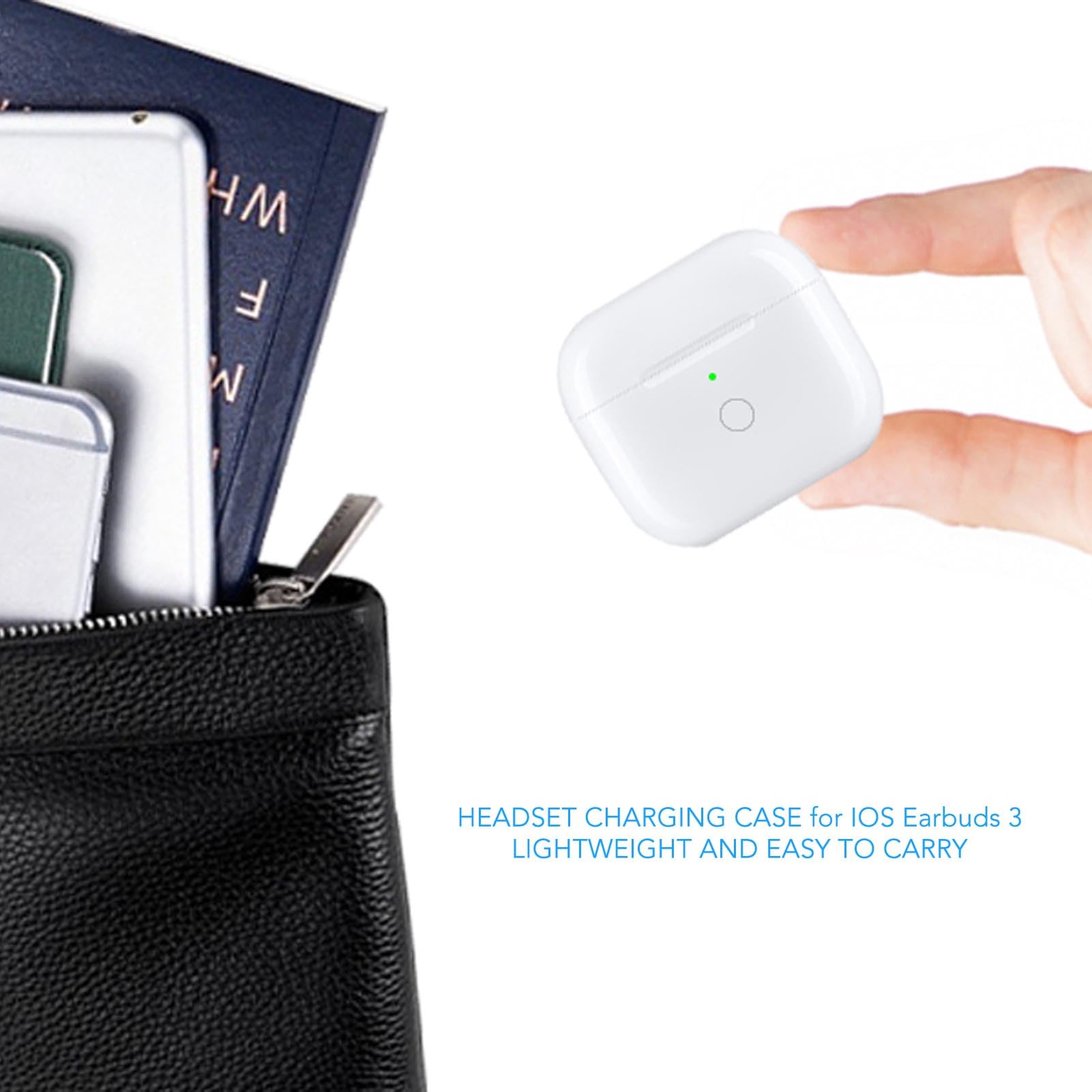 Estuche de Carga Inalámbrica para Auriculares iOS Pods de 3.a Generación, Estuche de Carga, Soporte de Reemplazo, Carga Inalámbrica con Cable, Estuche de Cargador con Pantalla de