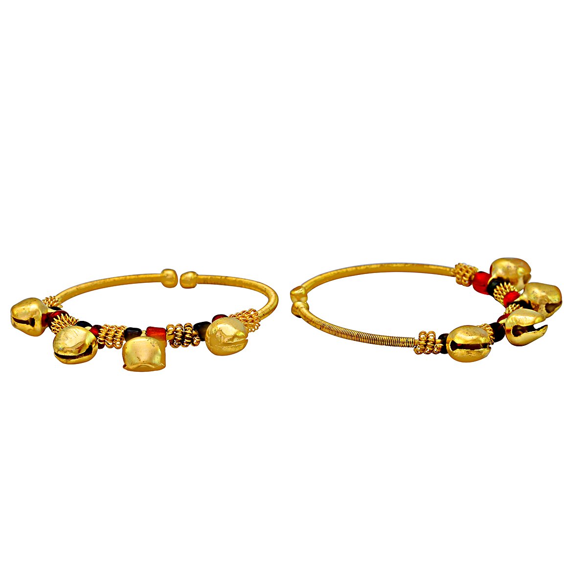 Memoir Gold Plated Kids Cuff Kada Nazariya, Adorned with Colourful Beads,ghungroo of Adjustable Size for New Borns. (B01BQD941K) Amazon Price History, Amazon Price Tracker