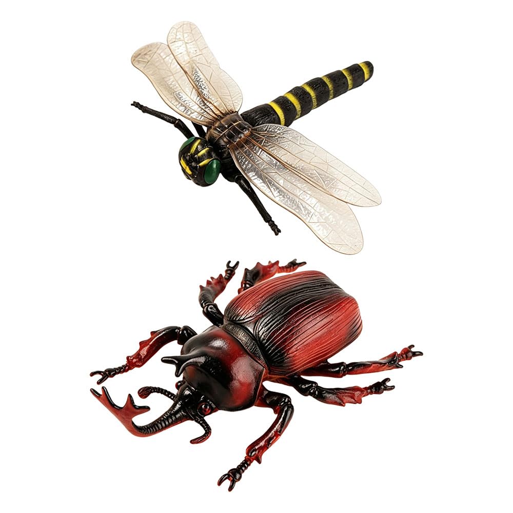 Jehoshaphat Aurichalceous 2Pcs Large Realistic 3D Dragonfly Insect Models Durable Shatterproof Prank Decor For Desktop Car Planter Garden Pond Layout