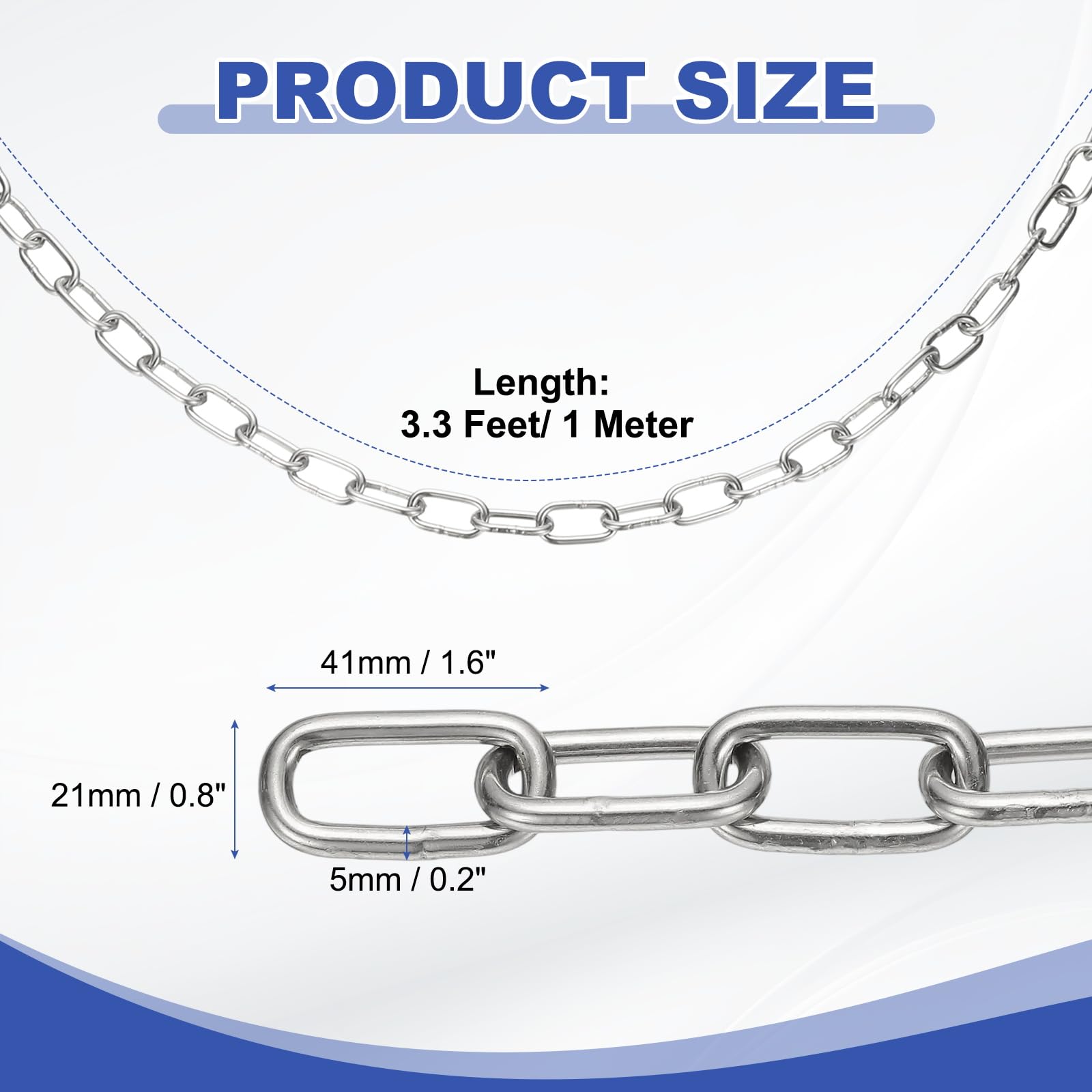 PATIKIL 3.3ft SUS304 Stainless Steel Chain - Image 2