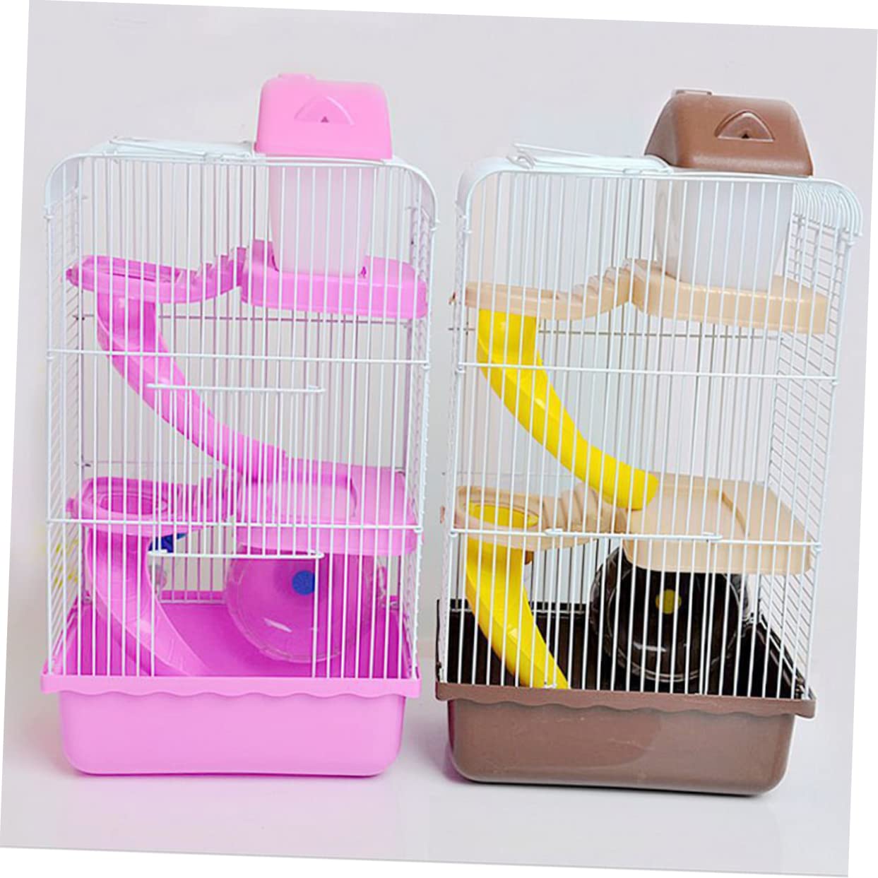 Sosoport Hamsterkäfig Dreistöckig aus Robustem Kunststoff mit Rutschendesign für Spielspaß Laufrad und Wassernapf für Kleintiere Chinchillakäfig Haustierhaus