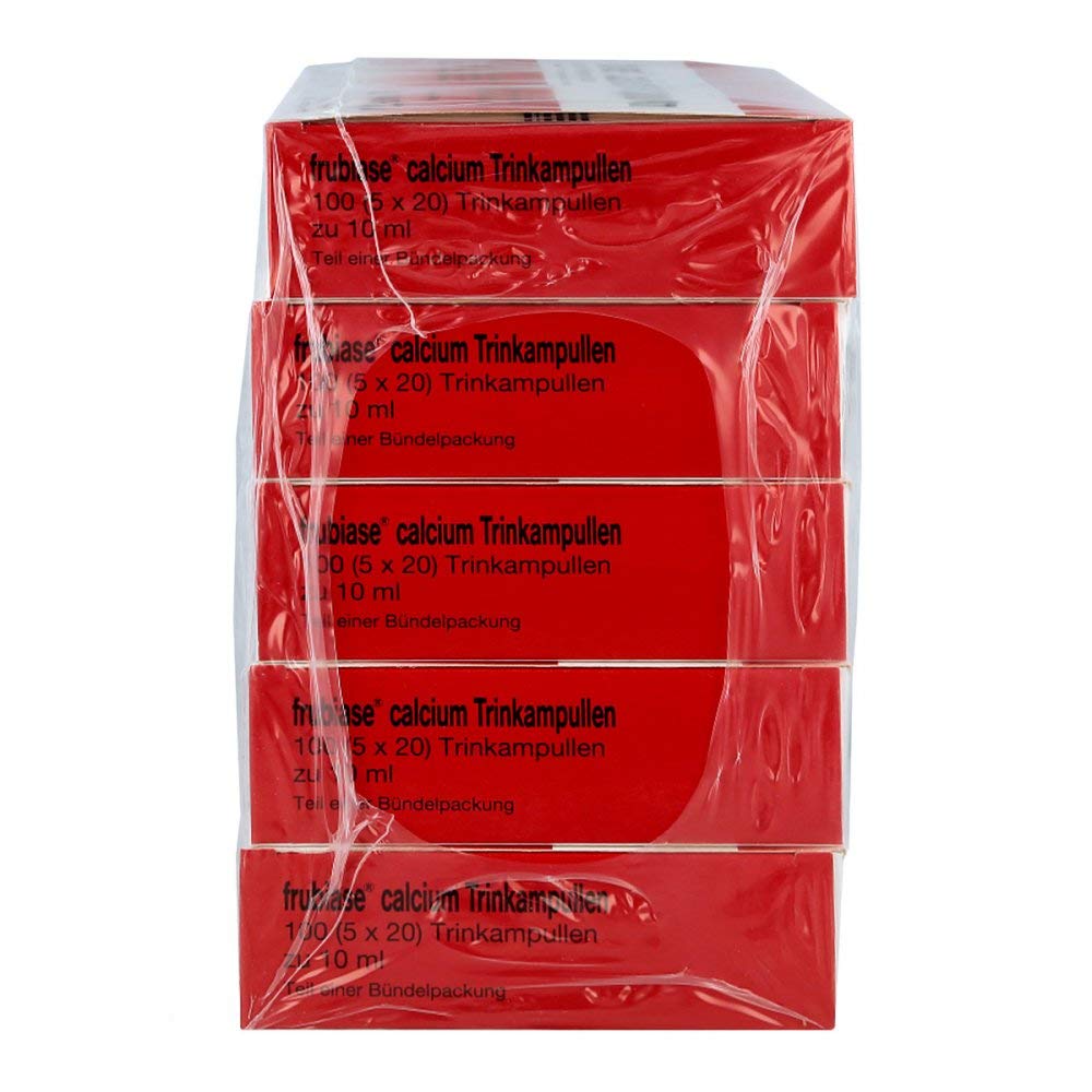 Frubiase Calcium T Trinkampullen, 100 Stück à 10 ml | Calciumlaktat-Pentahydrat, Calciumglukonat, 90,2 mg Calciumionen je Ampulle, apothekenpflichtig, vegetarisch, PZN 03303818