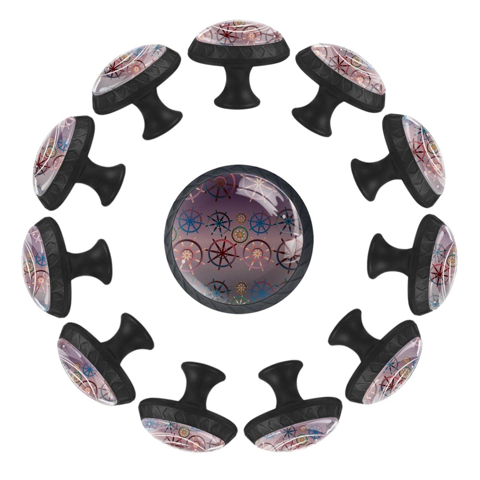 Boutons de tiroir ronds 35 mm Sea Volant pour commode et chambre d'enfant - Lot de 12